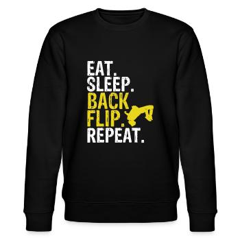 Eat Sleep Back Flip Repeat Acrobat Gymnastics Geschenk - Stanley/Stella Unisex Bio-Sweatshirt CHANGER  - Schwarz - Vorne - Nik (191cm) & Marisol (170cm)