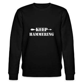 Keep Hammering Bogenschießen MotivationalVintage-Bogenschießen - Stanley/Stella Unisex Bio-Sweatshirt CHANGER  - Schwarz - Vorne - Nik (191cm) & Marisol (170cm)