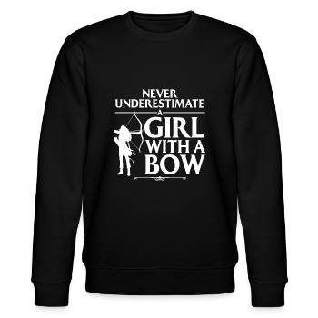 Lustiges Bogenschießen Design für Mädchen Frauen Bowhunter Arc - Stanley/Stella Unisex Bio-Sweatshirt CHANGER  - Schwarz - Vorne - Nik (191cm) & Marisol (170cm)