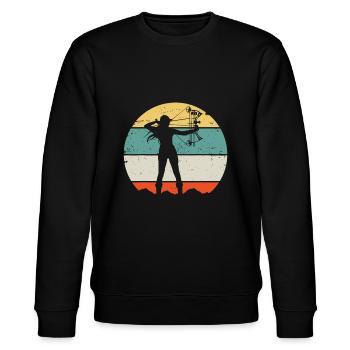 Bogenjagd BogenschießenautonomindigenousSurvivalhum - Stanley/Stella Unisex Bio-Sweatshirt CHANGER  - Schwarz - Vorne - Nik (191cm) & Marisol (170cm)