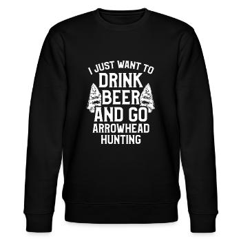 Pfeilspitze Jagd Sammler trinken Bier Artefakte H - Stanley/Stella Unisex Bio-Sweatshirt CHANGER  - Schwarz - Vorne - Nik (191cm) & Marisol (170cm)