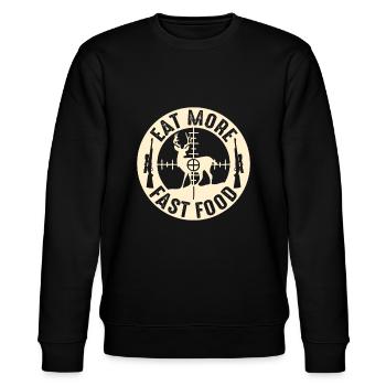 Drôle Mangez plus de fast-food Chasse au cerf, cadeaux pour H - Sweat bio CHANGER Stanley/Stella Unisexe - noir - Devant - Nik (191cm) & Marisol (170cm)