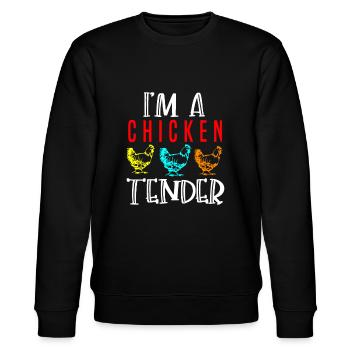 Funny I'm a chicken Tender Gifts Birthday Party ac - Stanley/Stella CHANGER Unisex Organic Sweatshirt - black - Front - Nik (191cm) & Marisol (170cm)