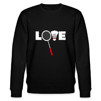 Badminton T-Shirt - LOVE T-Shirtamerikanisches Badminton - Stanley/Stella Unisex Bio-Sweatshirt CHANGER  - Schwarz - Vorne - Nik (191cm) & Marisol (170cm)