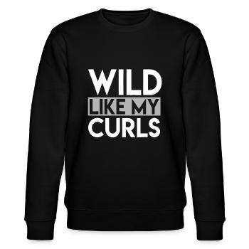 Wild wie meine Locken Lustiges Sprichwort Kleinkind lockiges Haar - Stanley/Stella Unisex Bio-Sweatshirt CHANGER  - Schwarz - Vorne - Nik (191cm) & Marisol (170cm)