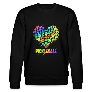 Pickleball Heart - Lustige bunte Paddelsportarten pl - Stanley/Stella Unisex Bio-Sweatshirt CHANGER  - Schwarz - Vorne - Nik (191cm) & Marisol (170cm)