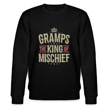 Mens Gramps King of Mischief idea for Gramps Fathe - Stanley/Stella CHANGER Unisex Organic Sweatshirt - black - Front - Nik (191cm) & Marisol (170cm)