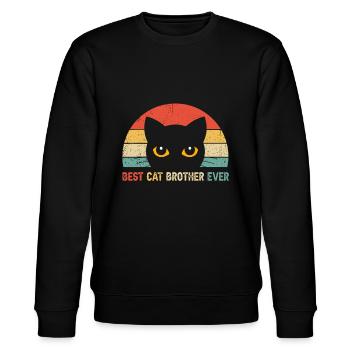 Vintage Beste Katze Bruder aller Zeiten Kitty Kätzchen Liebhaber F - Stanley/Stella Unisex Bio-Sweatshirt CHANGER  - Schwarz - Vorne - Nik (191cm) & Marisol (170cm)
