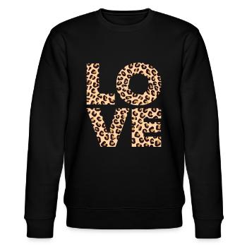Liebesherz Geschenk mit Leopardenmuster | Cooles Leopard Geschenk - Stanley/Stella Unisex Bio-Sweatshirt CHANGER  - Schwarz - Vorne - Nik (191cm) & Marisol (170cm)