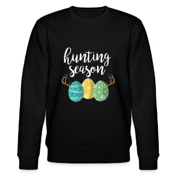 Jagdsaison - Niedlicher Hase Lustiger Osterosterurlaub - Stanley/Stella Unisex Bio-Sweatshirt CHANGER  - Schwarz - Vorne - Nik (191cm) & Marisol (170cm)