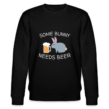 Irgendein Hase braucht Bier Lustiges Ostern Trinken - Stanley/Stella Unisex Bio-Sweatshirt CHANGER  - Schwarz - Vorne - Nik (191cm) & Marisol (170cm)