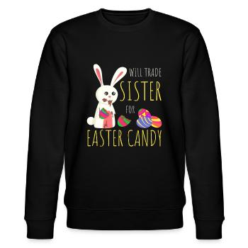 Will Tausche Schwester gegen Ostern Candy Bunny Schokolade - Stanley/Stella Unisex Bio-Sweatshirt CHANGER  - Schwarz - Vorne - Nik (191cm) & Marisol (170cm)