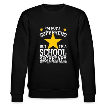 Superheld & Schulsekretär Lustig - Stanley/Stella Unisex Bio-Sweatshirt CHANGER  - Schwarz - Vorne - Nik (191cm) & Marisol (170cm)