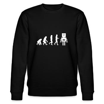 Lustiger Roboter für maschinelles Lernen KI-Evolutionsroboter - Stanley/Stella Unisex Bio-Sweatshirt CHANGER  - Schwarz - Vorne - Nik (191cm) & Marisol (170cm)