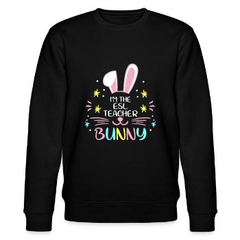 Ich bin der ESL-Lehrer Hase Ostertag Kaninchen Familie - Stanley/Stella Unisex Bio-Sweatshirt CHANGER  - Schwarz - Vorne - Nik (191cm) & Marisol (170cm)