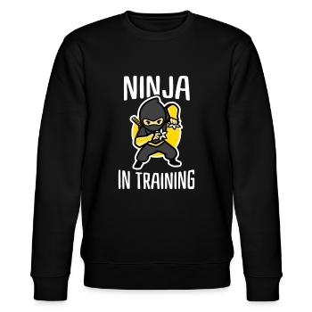 Ninja Im Training Coole Ninja Kids - Stanley/Stella Unisex Bio-Sweatshirt CHANGER  - Schwarz - Vorne - Nik (191cm) & Marisol (170cm)