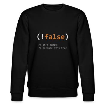 Komisch! Falsch, es ist lustig, weil es wahr ist - Progr - Stanley/Stella Unisex Bio-Sweatshirt CHANGER  - Schwarz - Vorne - Nik (191cm) & Marisol (170cm)