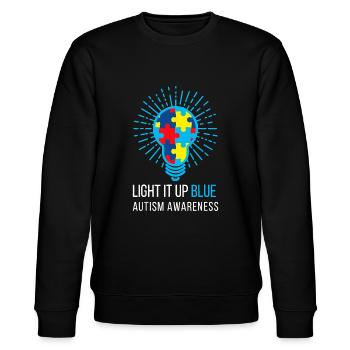 Light It Up Blue Autism Awareness Ribbon Puzzle Pi - Stanley/Stella CHANGER Unisex Organic Sweatshirt - black - Front - Nik (191cm) & Marisol (170cm)
