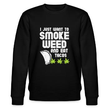 Fumer Weed Manger Tacos Drôle Cinco De Mayo Cannabis - Sweat bio CHANGER Stanley/Stella Unisexe - noir - Devant - Nik (191cm) & Marisol (170cm)