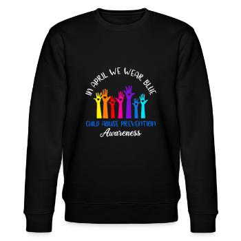 In April We Wear Blue Child Abuse Awareness Rainbo - Stanley/Stella CHANGER Unisex Organic Sweatshirt - black - Front - Nik (191cm) & Marisol (170cm)
