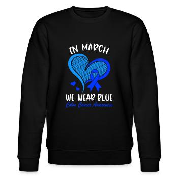 Im März tragen wir Blau für das Bewusstsein für Darmkrebs B - Stanley/Stella Unisex Bio-Sweatshirt CHANGER  - Schwarz - Vorne - Nik (191cm) & Marisol (170cm)