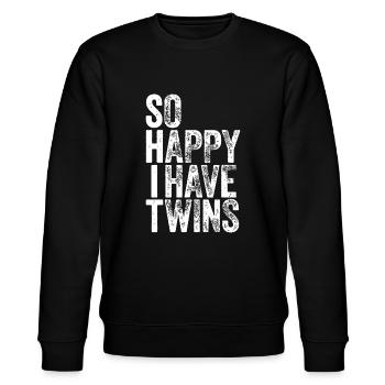 So glücklich, dass ich Zwillinge habe - Vaters Muttertag - Stanley/Stella Unisex Bio-Sweatshirt CHANGER  - Schwarz - Vorne - Nik (191cm) & Marisol (170cm)