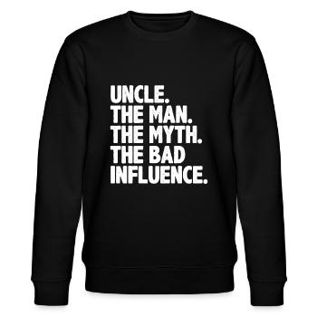 Funny Uncle, For Uncle Men The Bad Influence Uncle - Stanley/Stella CHANGER Unisex Organic Sweatshirt - black - Front - Nik (191cm) & Marisol (170cm)