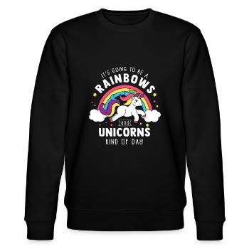 Es wird ein Tag der Regenbögen und Einhörner - Uni - Stanley/Stella Unisex Bio-Sweatshirt CHANGER  - Schwarz - Vorne - Nik (191cm) & Marisol (170cm)