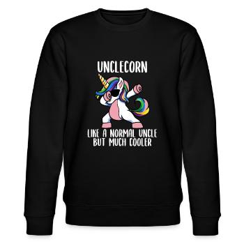 Herren Einhorn Onkel Mädchen Geburtstagsfeier Kleidung, Un - Stanley/Stella Unisex Bio-Sweatshirt CHANGER  - Schwarz - Vorne - Nik (191cm) & Marisol (170cm)