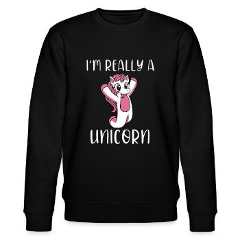 C’est mon costume humain Je suis vraiment une licorne - Sweat bio CHANGER Stanley/Stella Unisexe - noir - Devant - Nik (191cm) & Marisol (170cm)