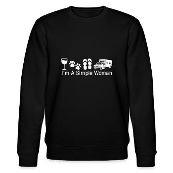 Ich bin eine einfache Frau wie Flip Flop Hunde Bier Campin - Stanley/Stella Unisex Bio-Sweatshirt CHANGER  - Schwarz - Vorne - Nik (191cm) & Marisol (170cm)