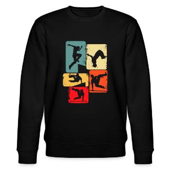 Parkour Traceur Freerunner Freerunning Enfants Garçons M - Sweat bio CHANGER Stanley/Stella Unisexe - noir - Devant - Nik (191cm) & Marisol (170cm)