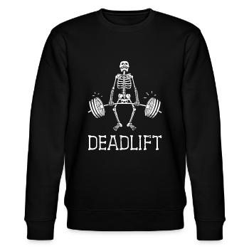 DEADLIFT Funny Halloween Skeleton Weight Lifting W - Stanley/Stella CHANGER Unisex Organic Sweatshirt - black - Front - Nik (191cm) & Marisol (170cm)