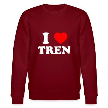Lustiges Workout-Zitat I Love Tren I Heart Tren Bodyb - Stanley/Stella Unisex Bio-Sweatshirt CHANGER  - Burgunderrot - Vorne - Nik (191cm) & Marisol (170cm)