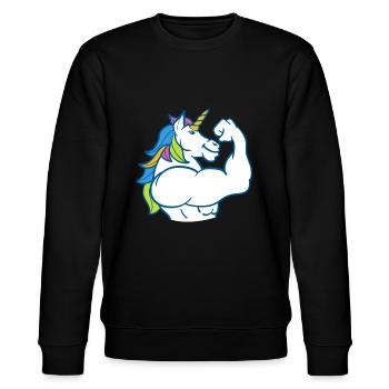 Licorne musculaire - Drôle de musculation magique Fitness Bodybuild - Sweat bio CHANGER Stanley/Stella Unisexe - noir - Devant - Nik (191cm) & Marisol (170cm)