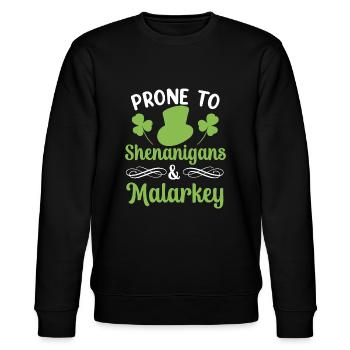 Anfällig für Spielereien und Malarkey Irish Leprechaun - Stanley/Stella Unisex Bio-Sweatshirt CHANGER  - Schwarz - Vorne - Nik (191cm) & Marisol (170cm)