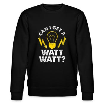 Kann ich einen Watt Watt lustigen Elektriker bekommen? - Stanley/Stella Unisex Bio-Sweatshirt CHANGER  - Schwarz - Vorne - Nik (191cm) & Marisol (170cm)