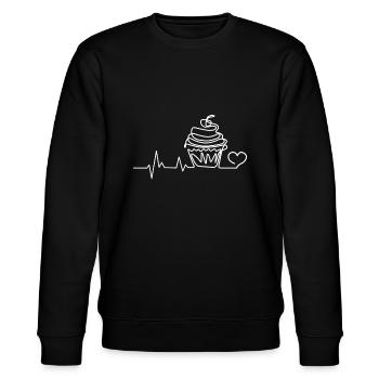 Cupcake Heartbeat Baker Baking - Stanley/Stella CHANGER Unisex Organic Sweatshirt - black - Front - Nik (191cm) & Marisol (170cm)