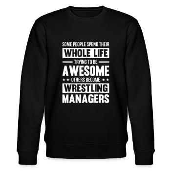 Wrestling Manager Geschenke LustigSicherheit Managerstage m - Stanley/Stella Unisex Bio-Sweatshirt CHANGER  - Schwarz - Vorne - Nik (191cm) & Marisol (170cm)
