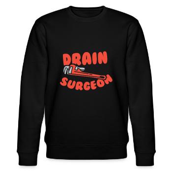 Drainage-Chirurg, Lustiger Klempner - Stanley/Stella Unisex Bio-Sweatshirt CHANGER  - Schwarz - Vorne - Nik (191cm) & Marisol (170cm)