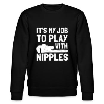 Lustige Klempnerkunst für Männer Frauen Steamfitter Plumbi - Stanley/Stella Unisex Bio-Sweatshirt CHANGER  - Schwarz - Vorne - Nik (191cm) & Marisol (170cm)