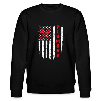 USA Amerikanische Flagge Klempner Männer Frauen Klempner Patri - Stanley/Stella Unisex Bio-Sweatshirt CHANGER  - Schwarz - Vorne - Nik (191cm) & Marisol (170cm)