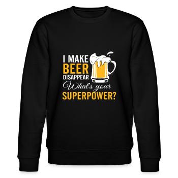 Lustige Herren Ich lasse Bier verschwinden Was ist dein Super - Stanley/Stella Unisex Bio-Sweatshirt CHANGER  - Schwarz - Vorne - Nik (191cm) & Marisol (170cm)