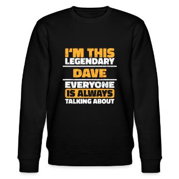 Personalisiertes Namensgeschenk DAVE Lustiges Zitat - Stanley/Stella Unisex Bio-Sweatshirt CHANGER  - Schwarz - Vorne - Nik (191cm) & Marisol (170cm)