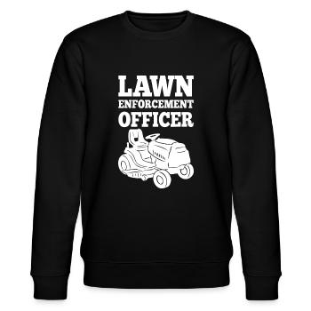 Lawn Enforcement Officer Mowing Grass Mower Garden - Stanley/Stella CHANGER Unisex Organic Sweatshirt - black - Front - Nik (191cm) & Marisol (170cm)