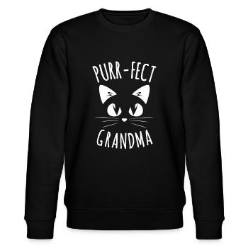 SCHNURR-FECT Oma Pelz Mama Niedlich Katze Liebhaber Tier Gi - Stanley/Stella Unisex Bio-Sweatshirt CHANGER  - Schwarz - Vorne - Nik (191cm) & Marisol (170cm)