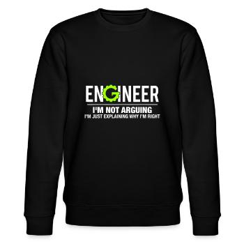 Ingenieur Ich streite nicht Lustig Ingenieuri löse - Stanley/Stella Unisex Bio-Sweatshirt CHANGER  - Schwarz - Vorne - Nik (191cm) & Marisol (170cm)