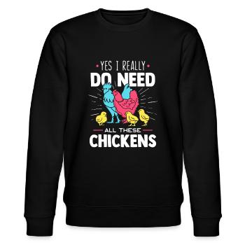 Oui, j’ai vraiment besoin de tous ces poulets - drôle de fa - Sweat bio CHANGER Stanley/Stella Unisexe - noir - Devant - Nik (191cm) & Marisol (170cm)