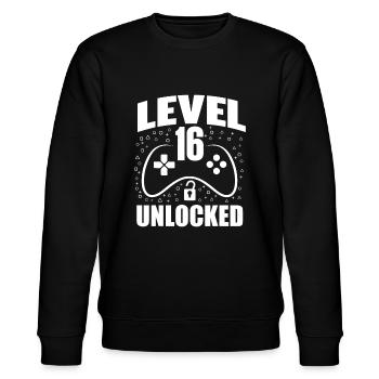 16. Geburtstag Gaming Gamer 16 Jahre alt Bday - Stanley/Stella Unisex Bio-Sweatshirt CHANGER  - Schwarz - Vorne - Nik (191cm) & Marisol (170cm)