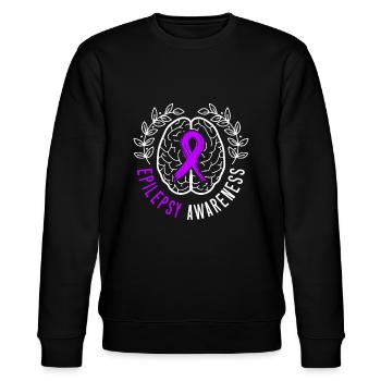 Epilepsy Awareness Epileptic Seizure I Wear Purple - Stanley/Stella CHANGER Unisex Organic Sweatshirt - black - Front - Nik (191cm) & Marisol (170cm)